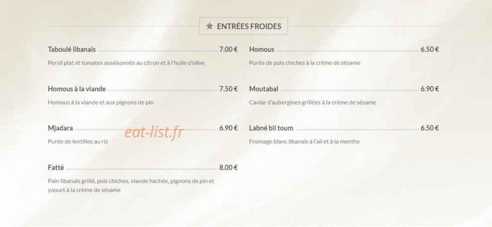 Le Cèdre — carte page 1