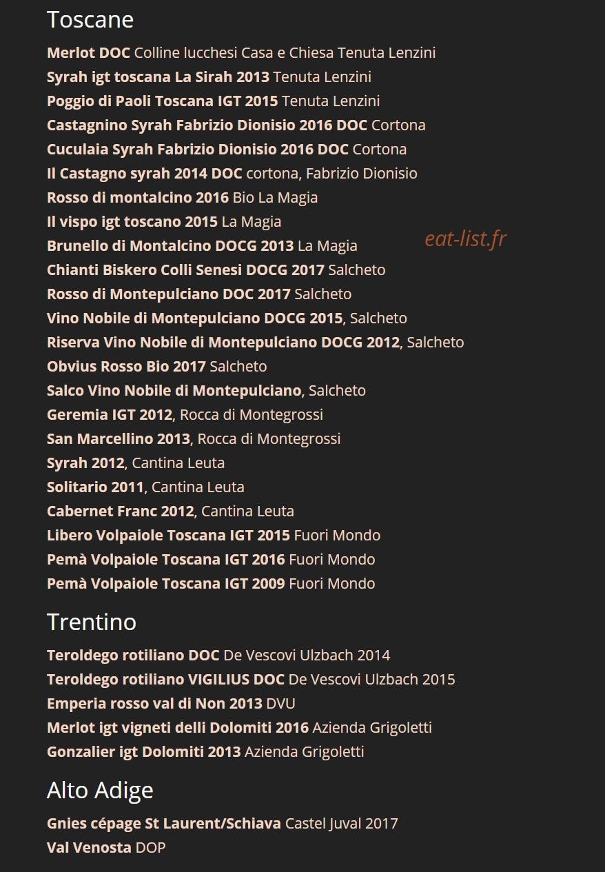 Ristorante Nebbiolo — carte page 11