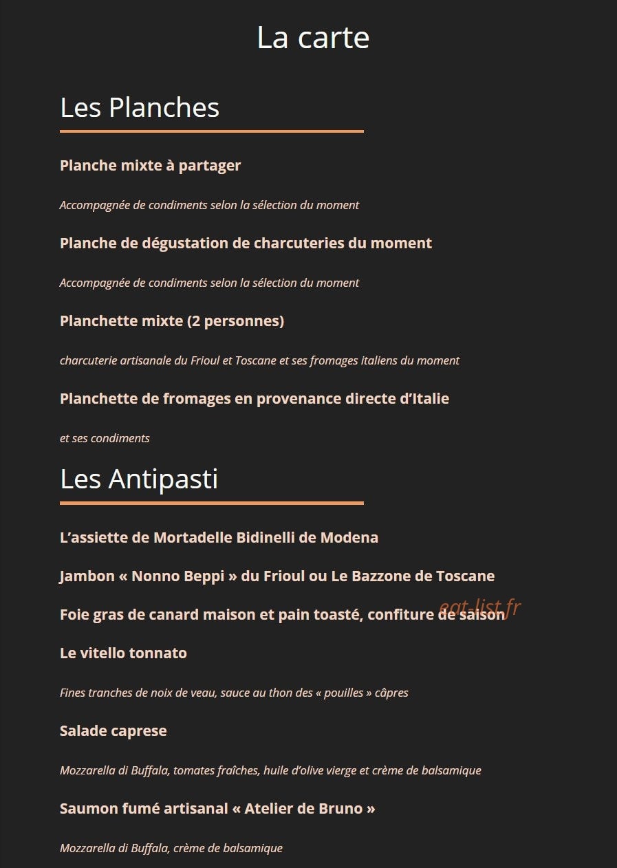 Ristorante Nebbiolo — carte page 1