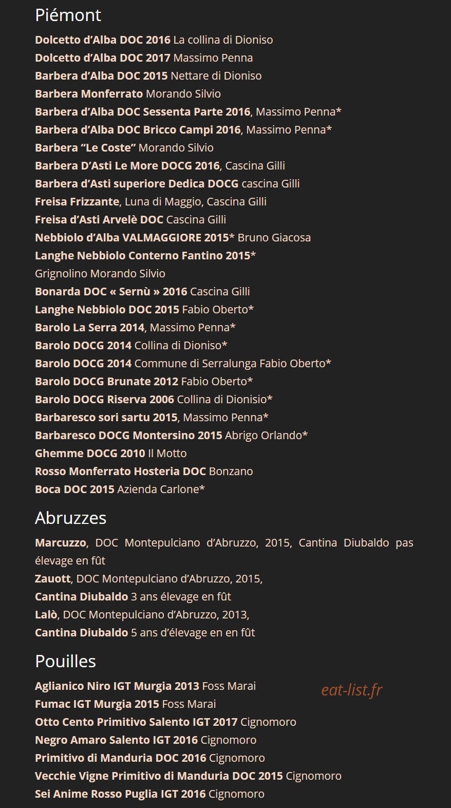Ristorante Nebbiolo — carte page 10