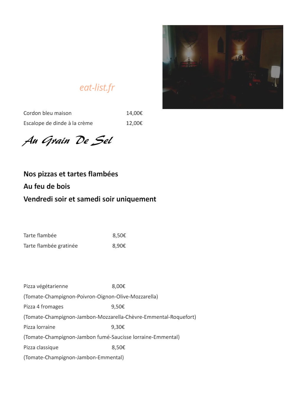 Au Grain De Sel — carte page 2
