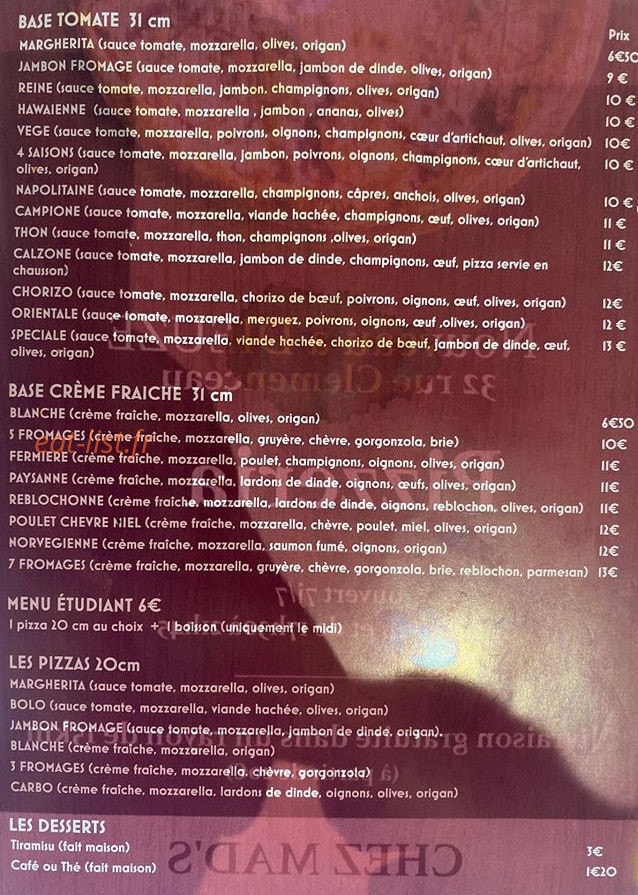 chez mad's — carte page 2