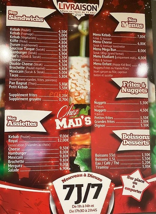 chez mad's — carte page 1