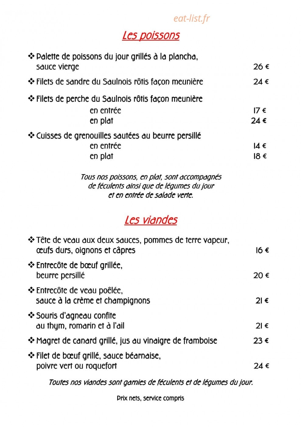 Auberge de Mulcey — carte page 2