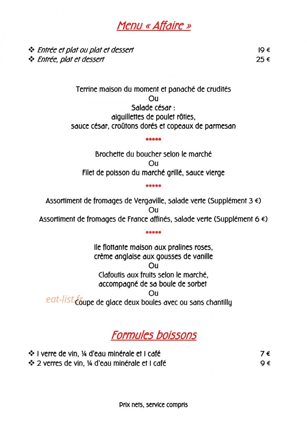 Auberge de Mulcey — carte page 6