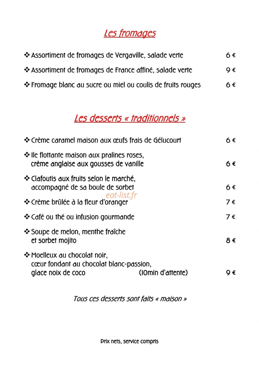 Auberge de Mulcey — carte page 3