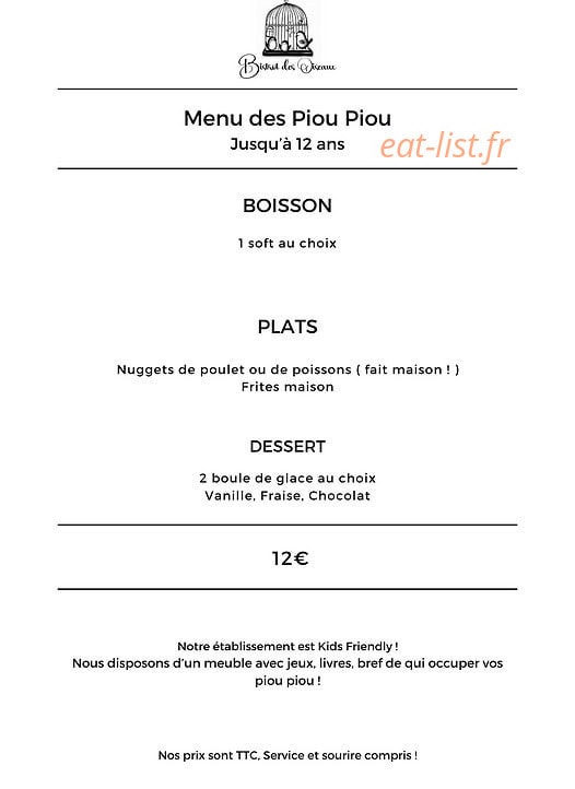 Bistrot des Oiseaux — carte page 3