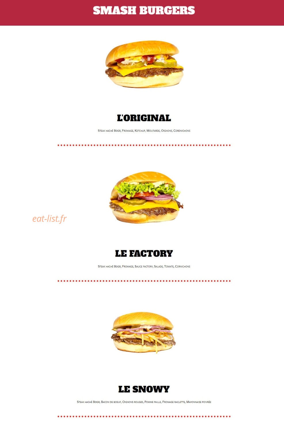 Factory Eat — carte page 1