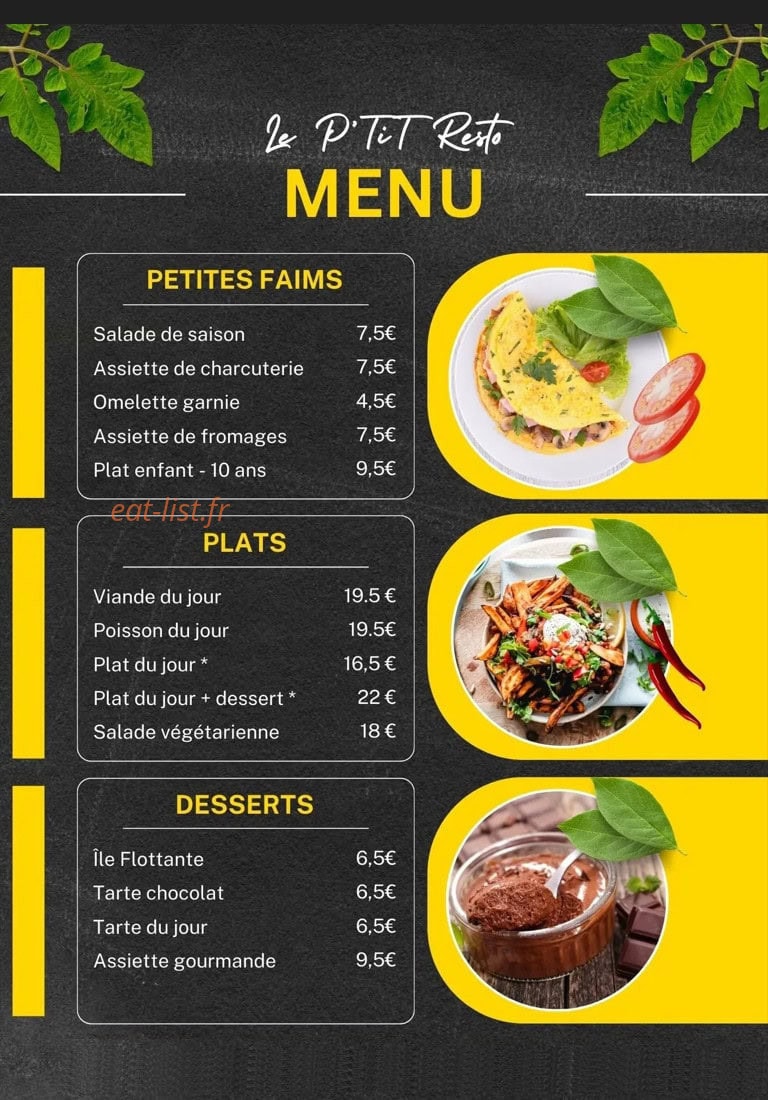 Le p'tit resto — carte page 2