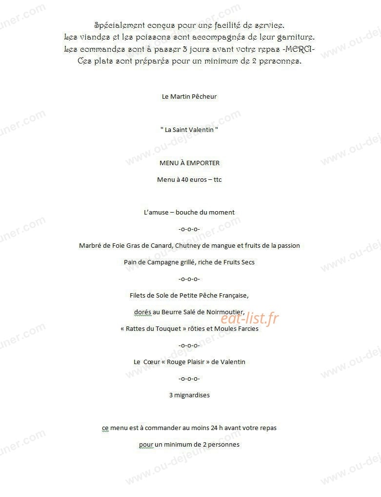 Auberge du Martin Pêcheur — carte page 12