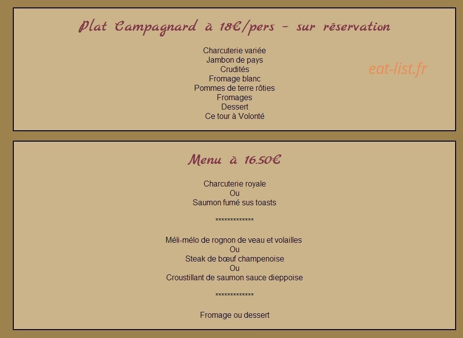 Auberge Lorraine — carte page 3