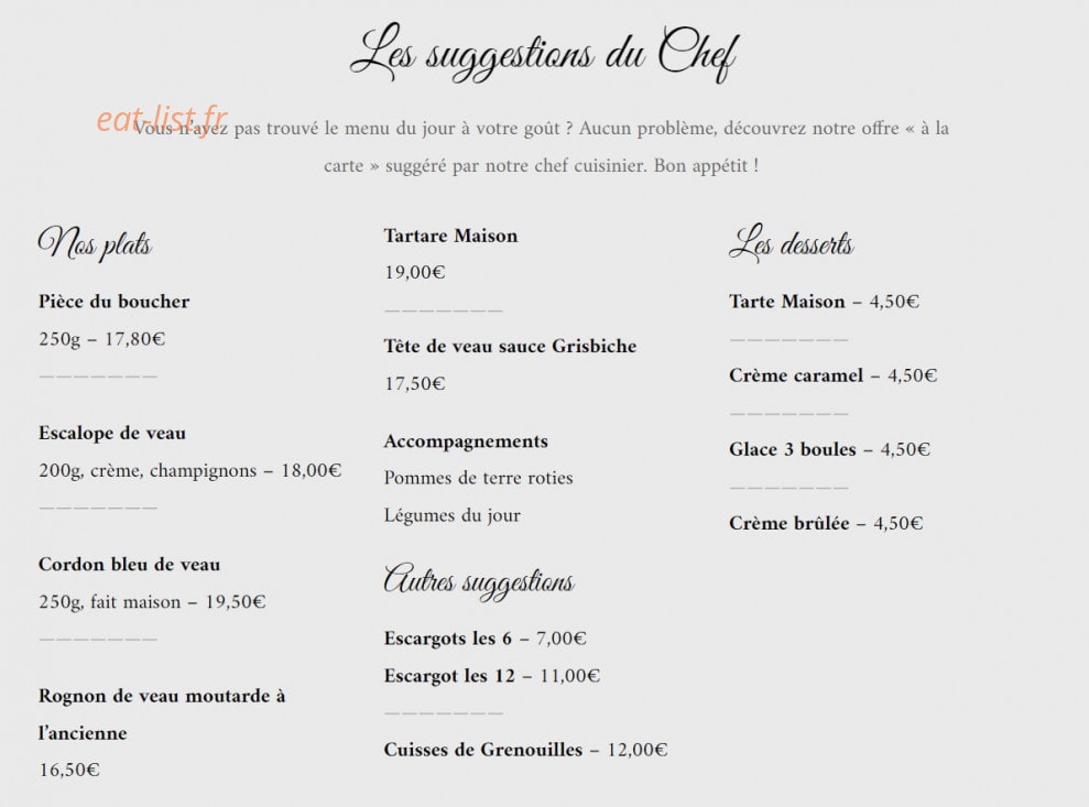 Brasserie "Le 64" — carte page 1