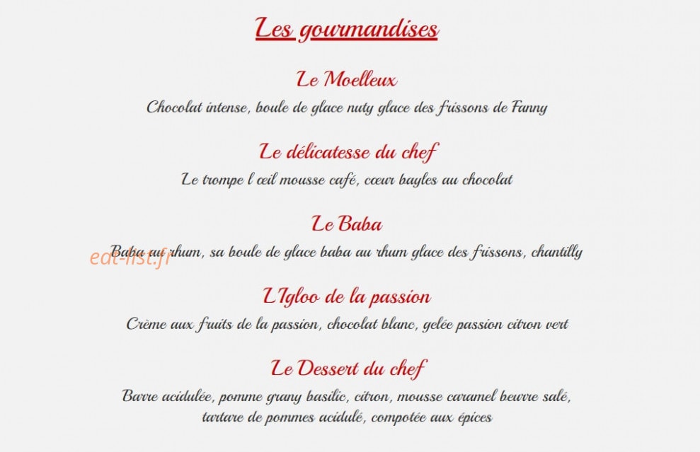 Le Resto de Babeth — carte page 6
