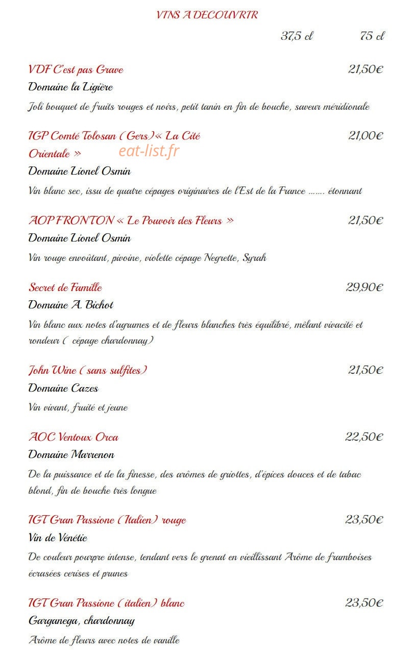 Le Resto de Babeth — carte page 15