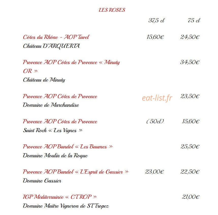 Le Resto de Babeth — carte page 12