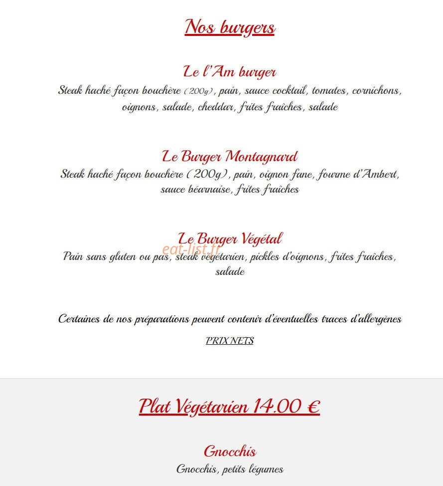 Le Resto de Babeth — carte page 3
