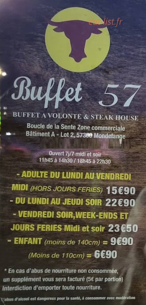 Buffet 57 — carte page 1
