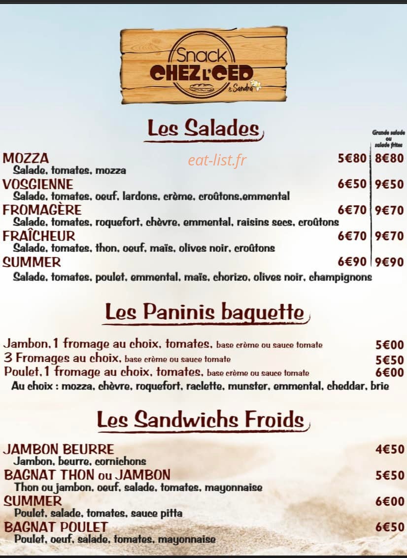 Snack Chez L' Ced — carte page 2