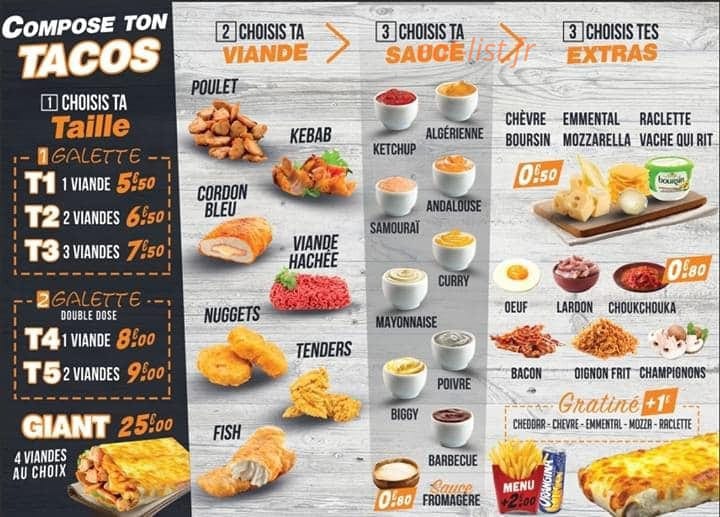 Tacos Burger — carte page 1