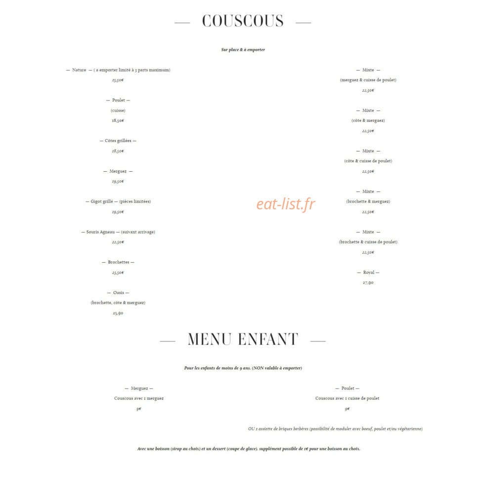 L'Oasis — carte page 2