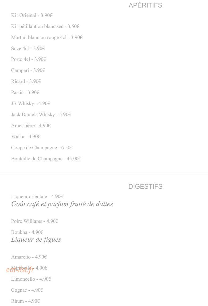 La Table Orientale — carte page 7