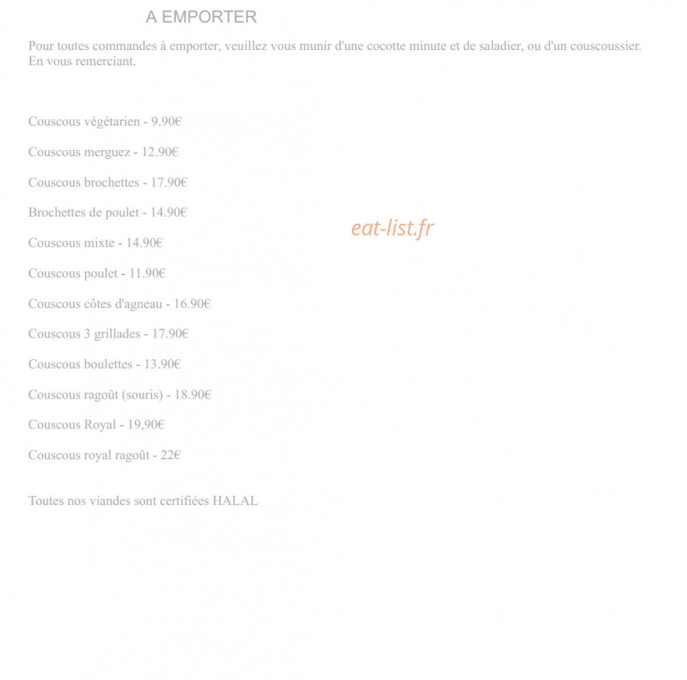 La Table Orientale — carte page 8