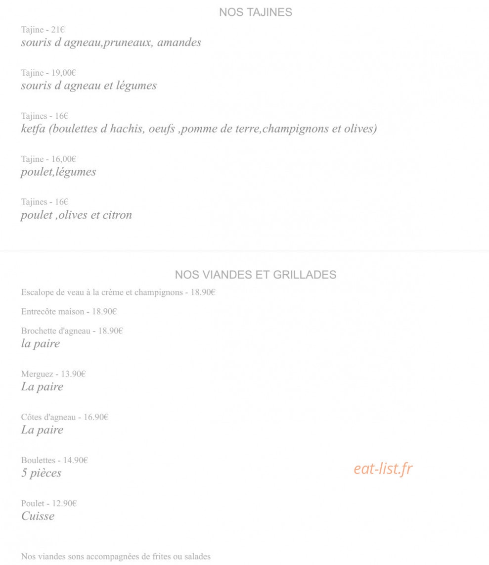 La Table Orientale — carte page 2