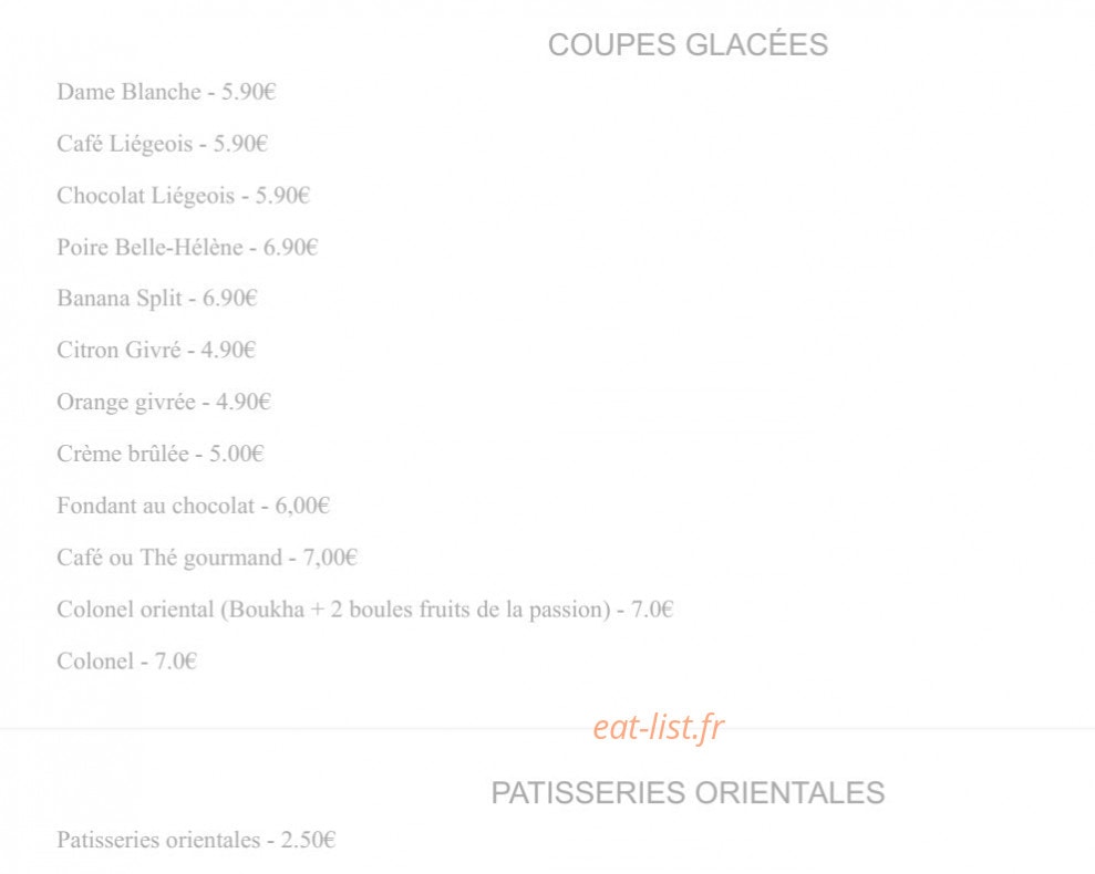 La Table Orientale — carte page 4