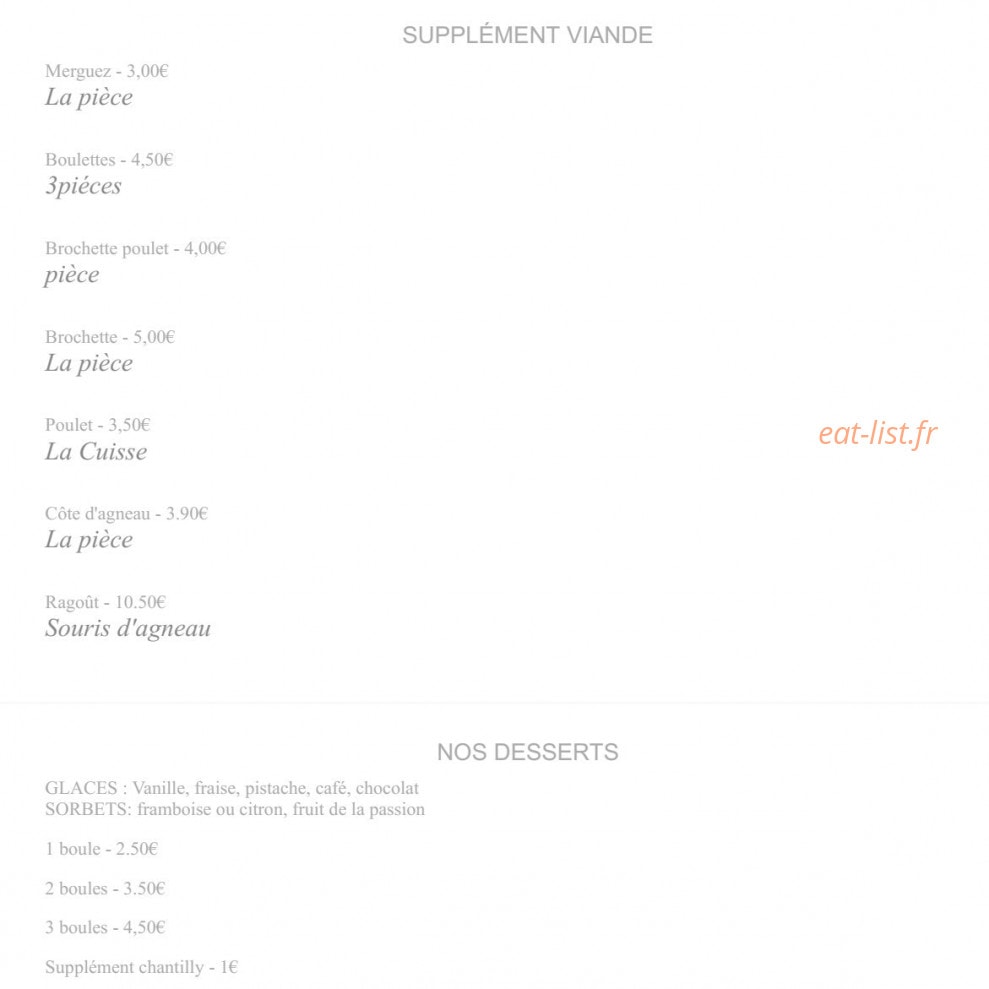 La Table Orientale — carte page 3