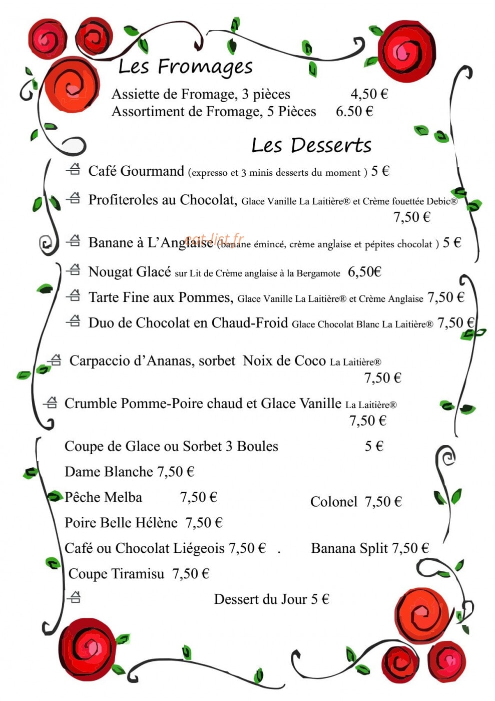 A La Rose — carte page 4