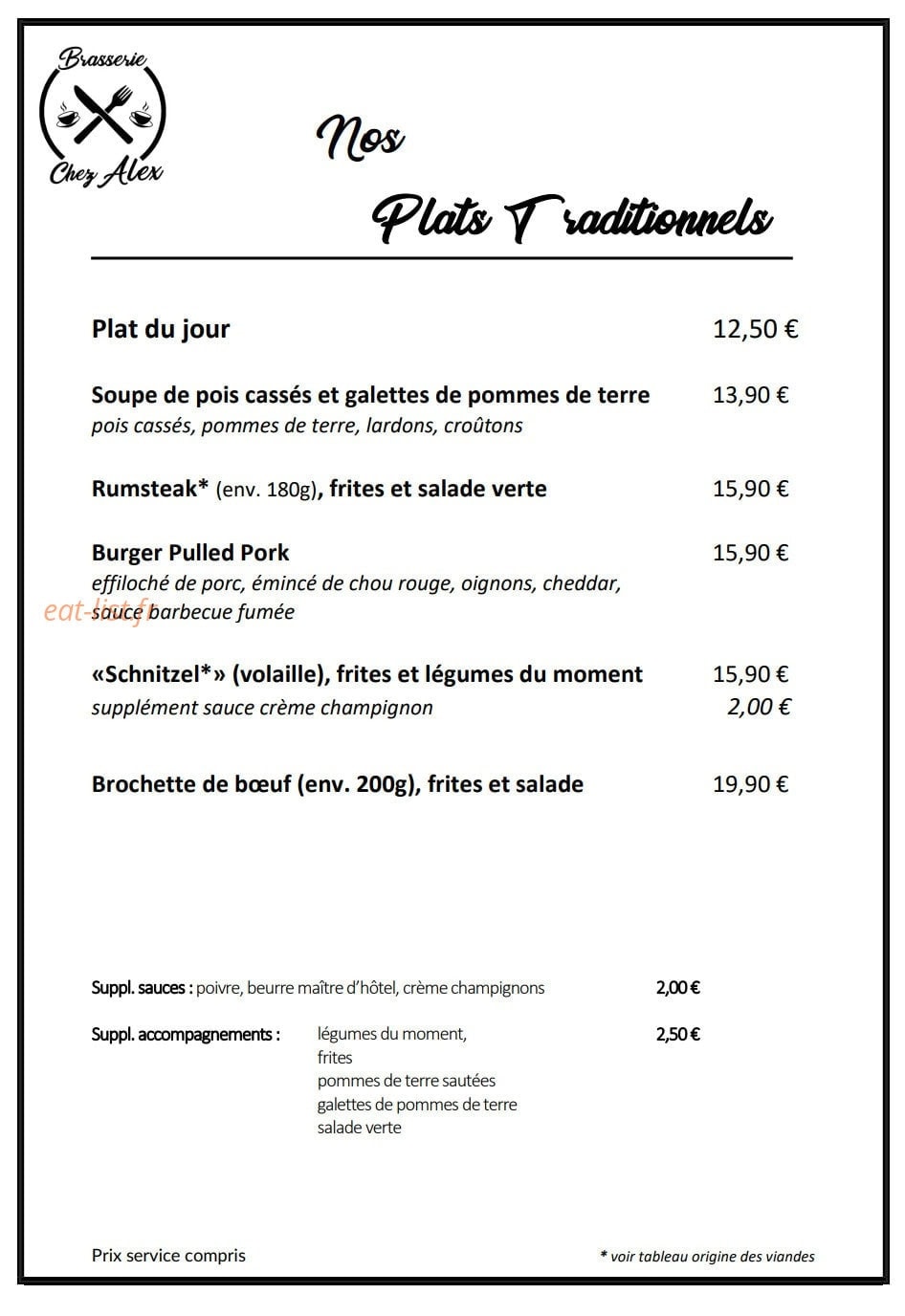 Brasserie chez Alex — carte page 3