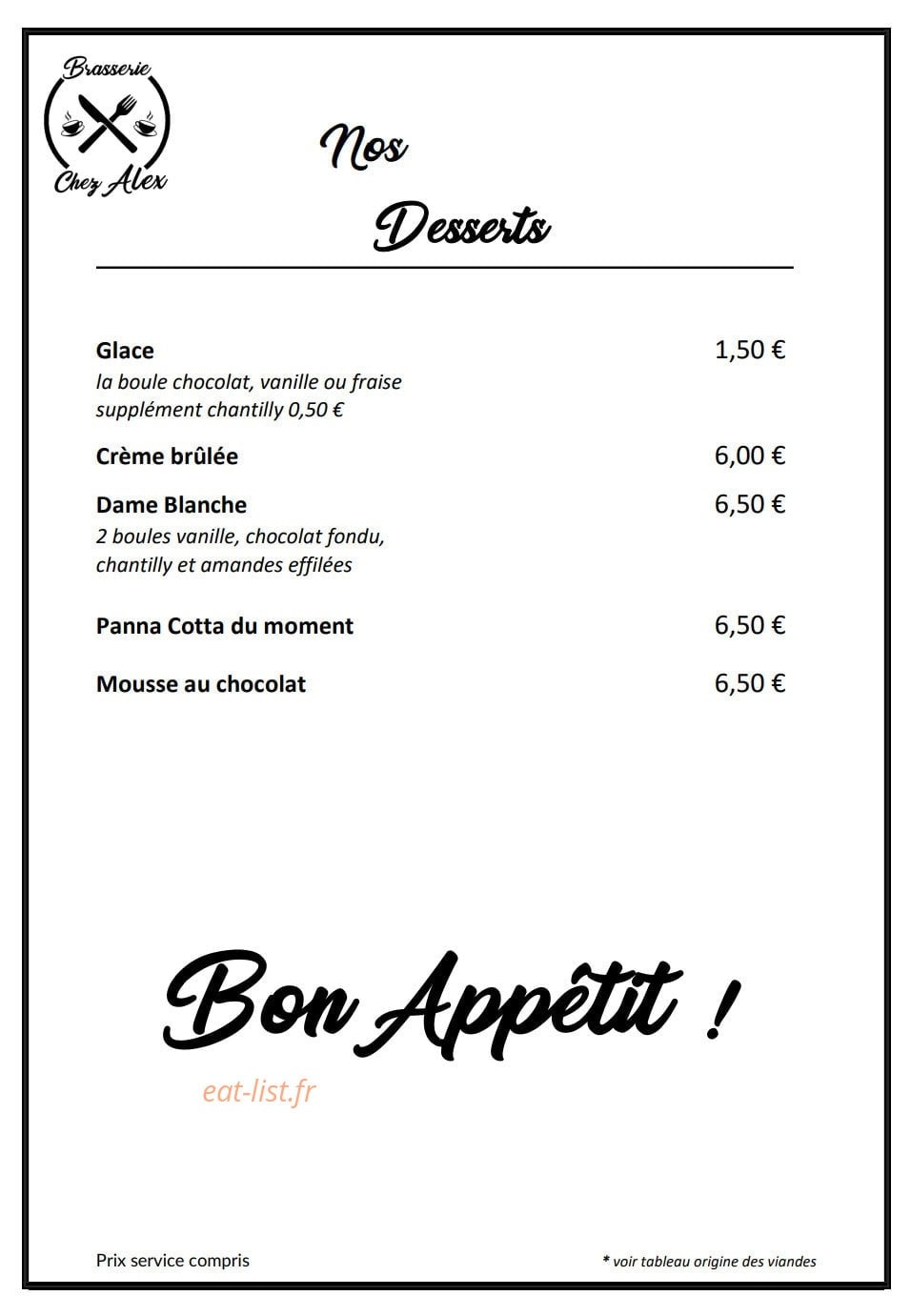 Brasserie chez Alex — carte page 4