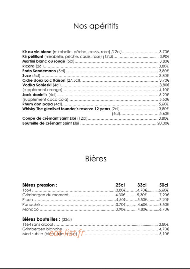 Le p'tit pané — carte page 1