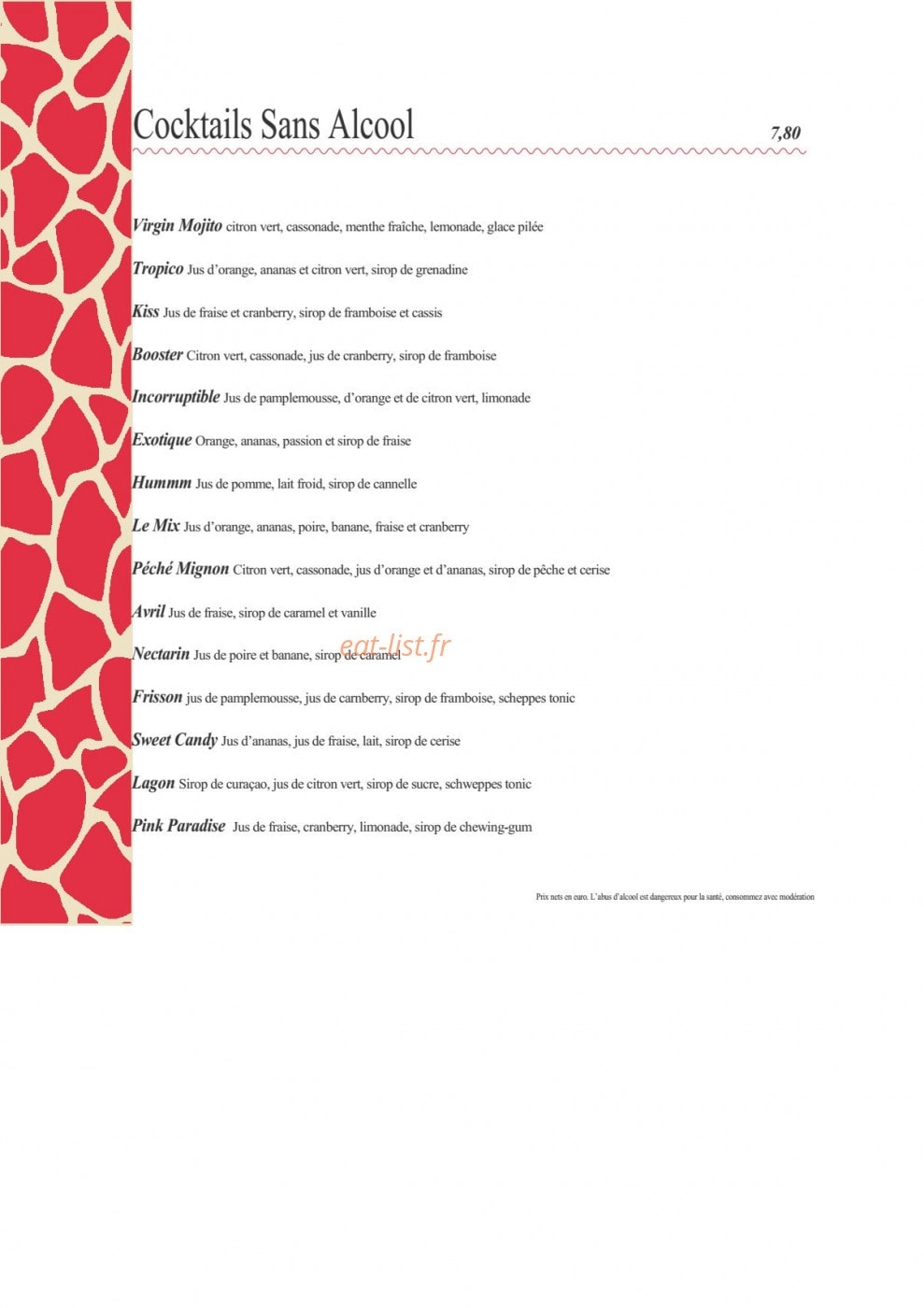 Le Sofy's Bar — carte page 6
