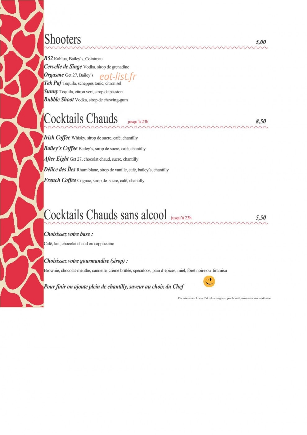 Le Sofy's Bar — carte page 5