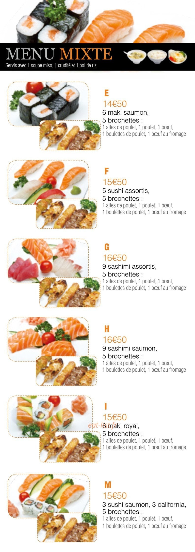 Carte et menu de Oky Sushi à Amneville — Les menus mixtes