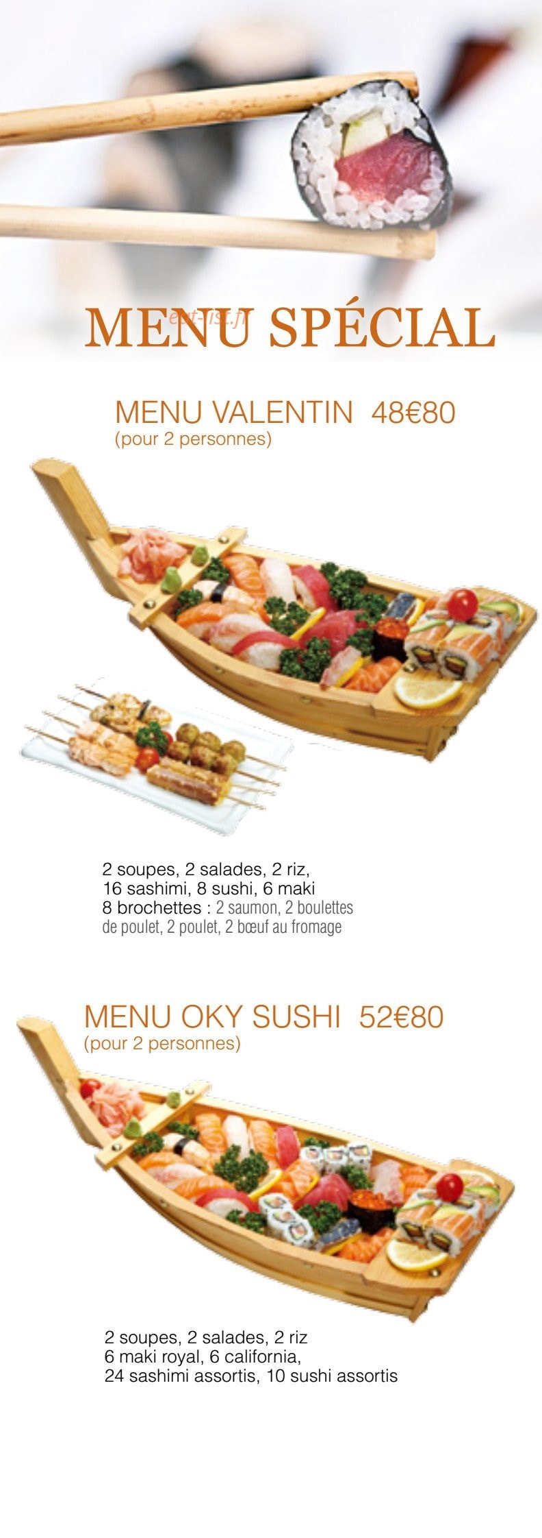 Carte et menu de Oky Sushi à Amneville — Les menus spécial