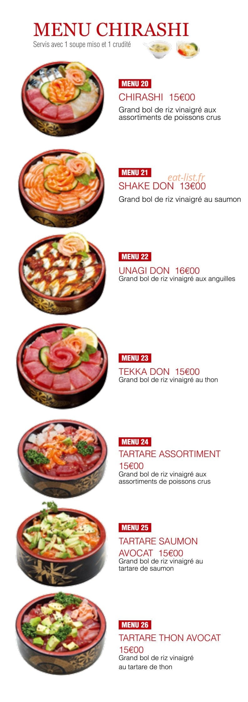 Carte et menu de Oky Sushi à Amneville — Les menus chirashi