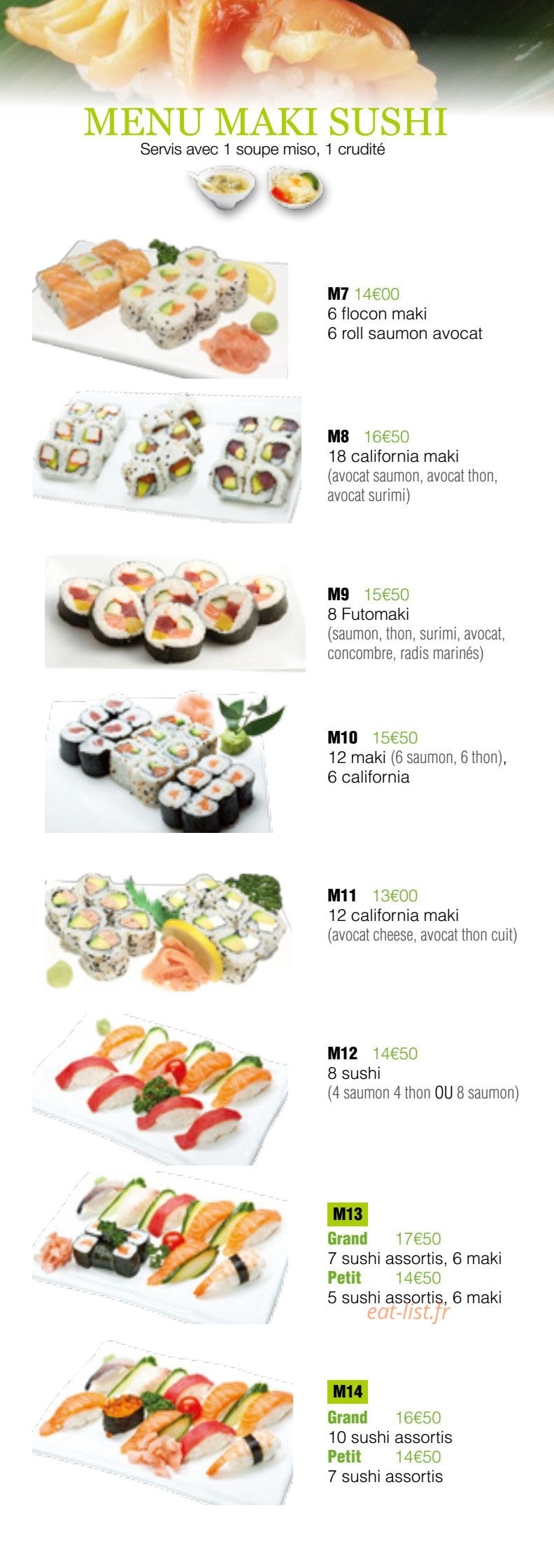 Carte et menu de Oky Sushi à Amneville — Les menus maki sushi