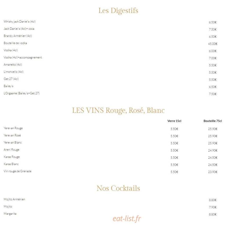 Restaurant ANI — carte page 4