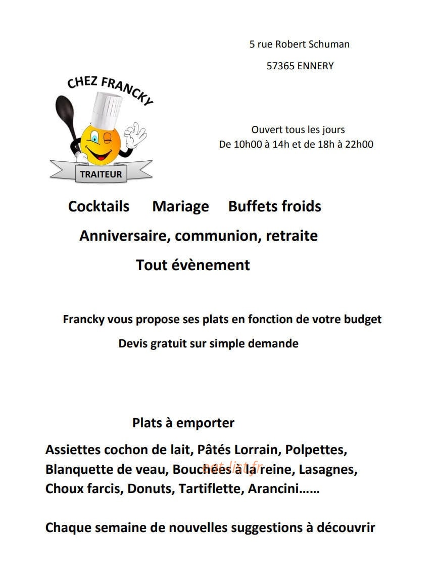Chez Francky — carte page 1
