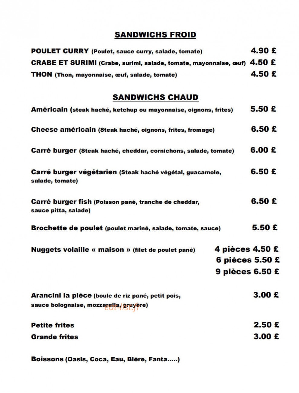 Chez Francky — carte page 2