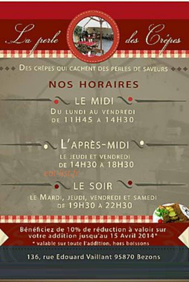 La Perle des Crêpes — carte page 1