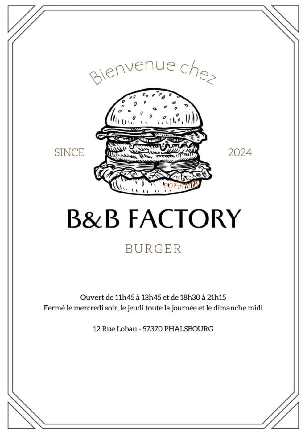 B&B Factory — carte page 1