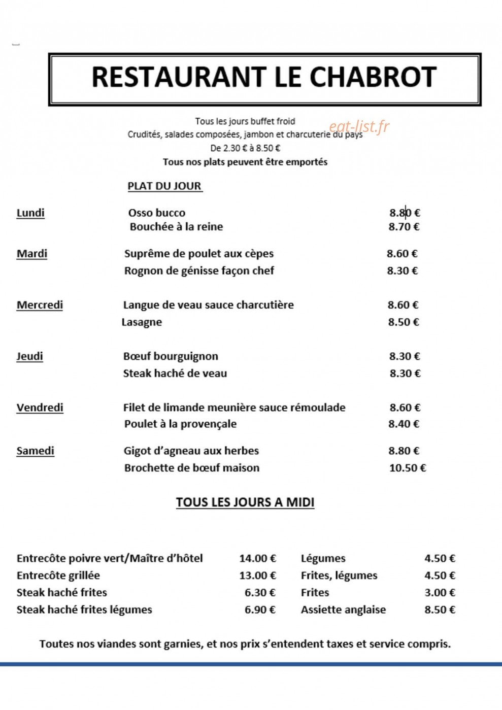 Le chabrot — carte page 1