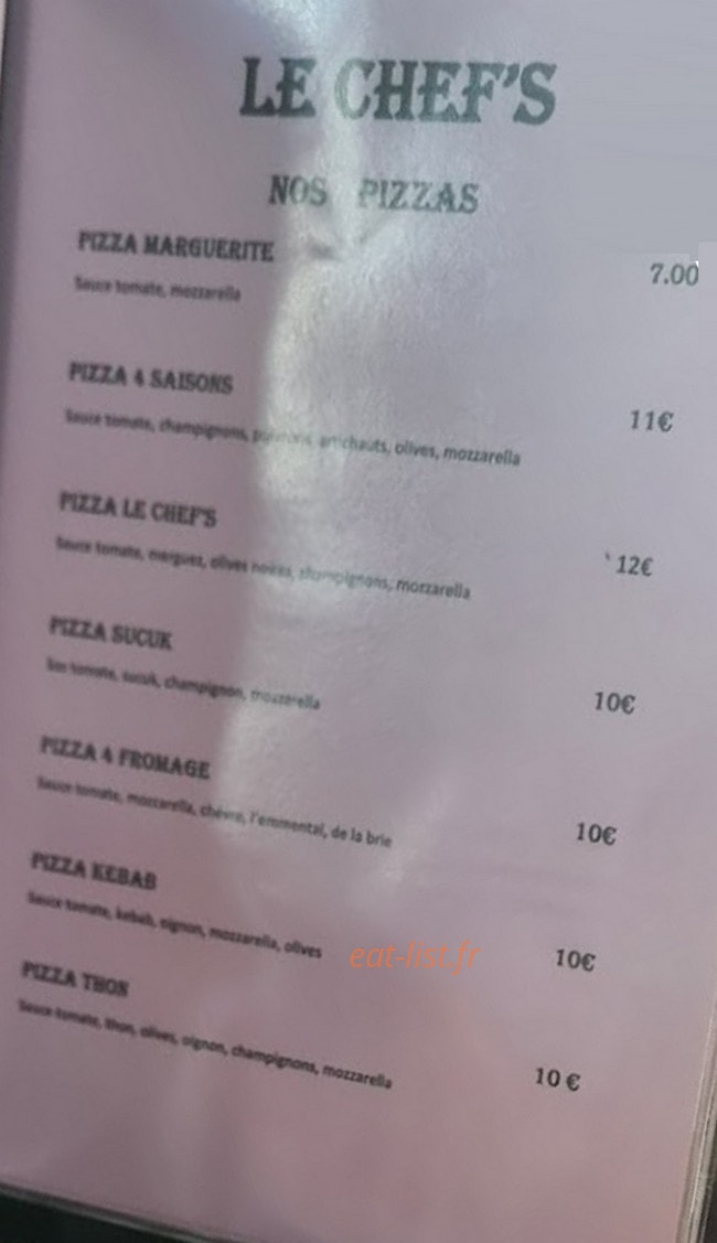 Le chef's — carte page 1