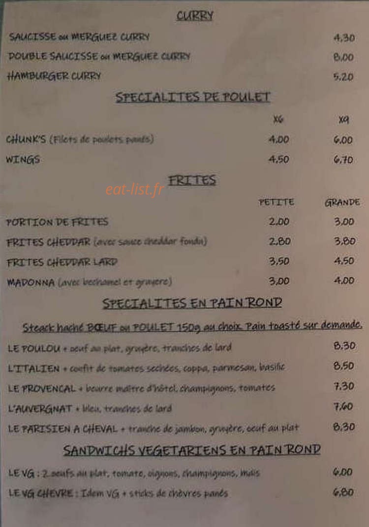 Le Snack de Mami Poulou — carte page 2