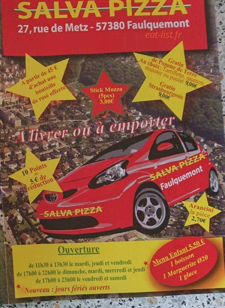 Salva Pizza — carte page 1