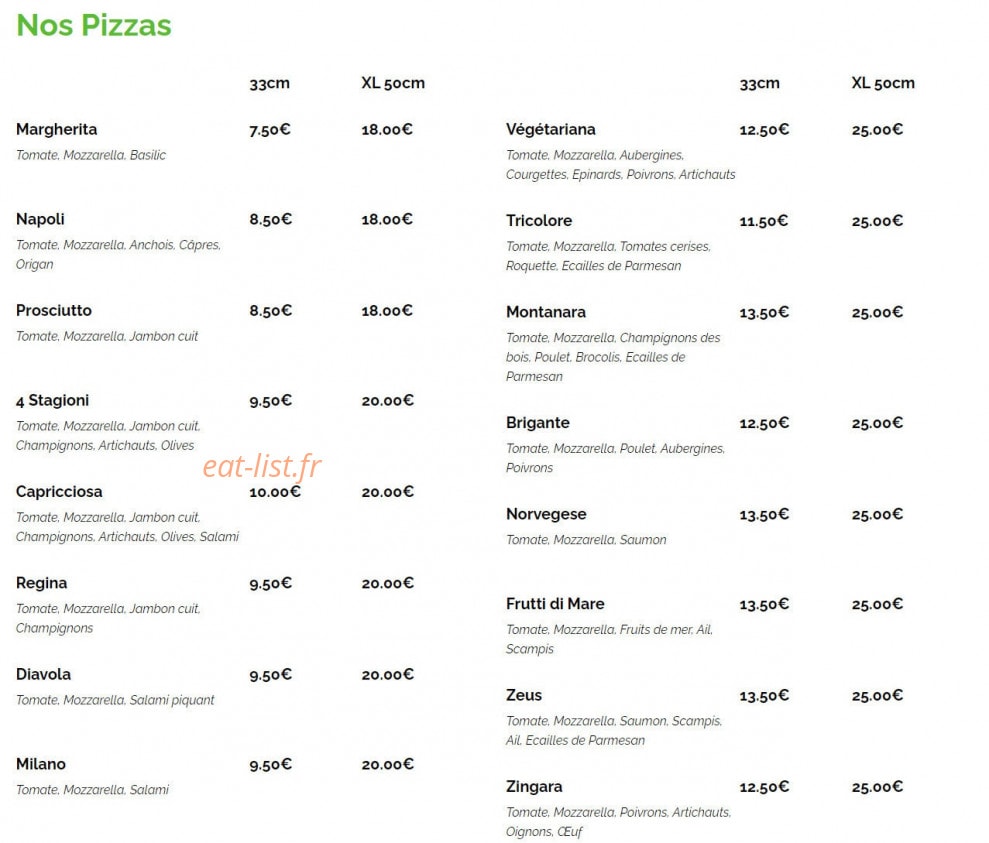 Allo Pizza — carte page 1
