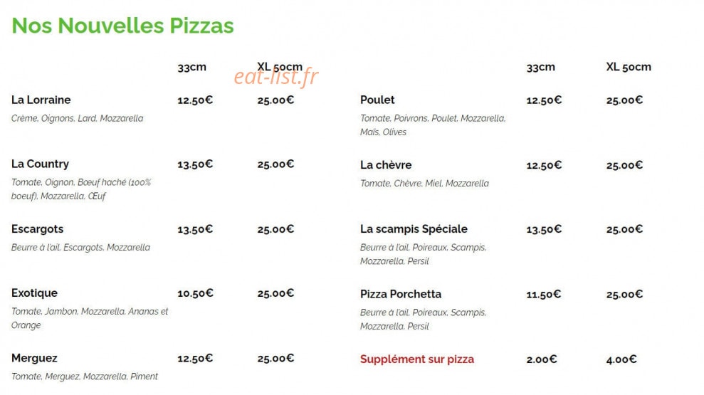 Allo Pizza — carte page 3